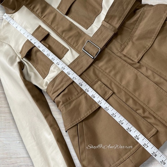 Theory color-block lamb leather & coated canvas belted jacket *shop@iamwarrior - Picture 8 of 11